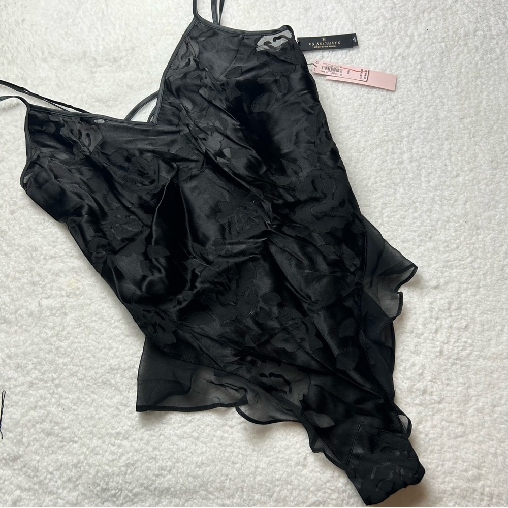 VS Archives Floral Black Bodysuit
